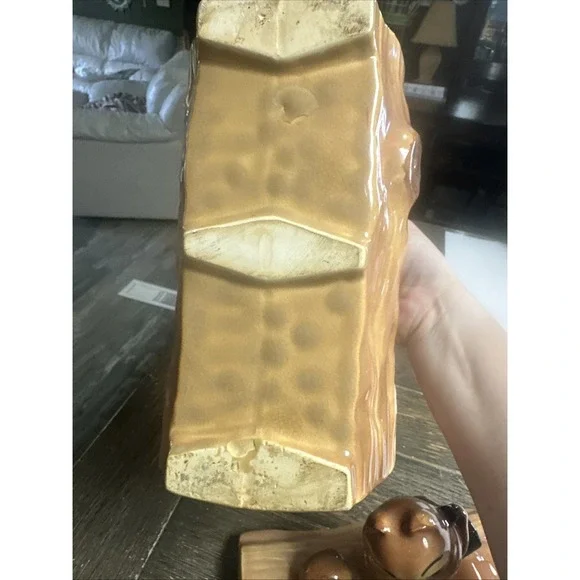 Vintage MCM Brush McCoy Squirrel & Nut On A Log Cookie Jar Mid Century - Picture 11 of 12